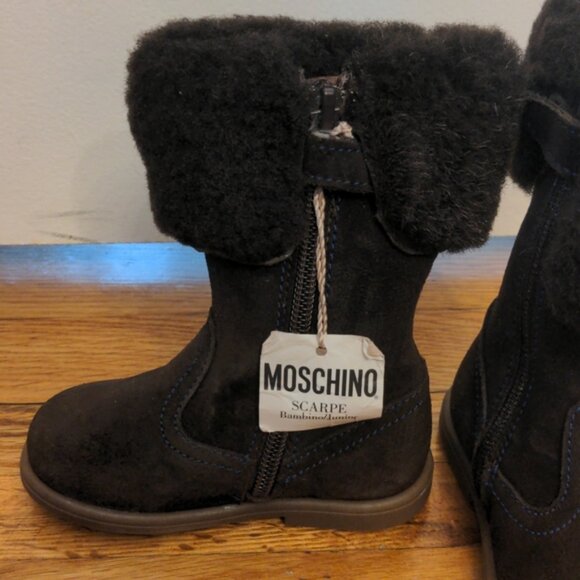 Moschino Chocolate Brown Suede Kids Boots size 21 approx 5.5 toddler luxury - Picture 2 of 7